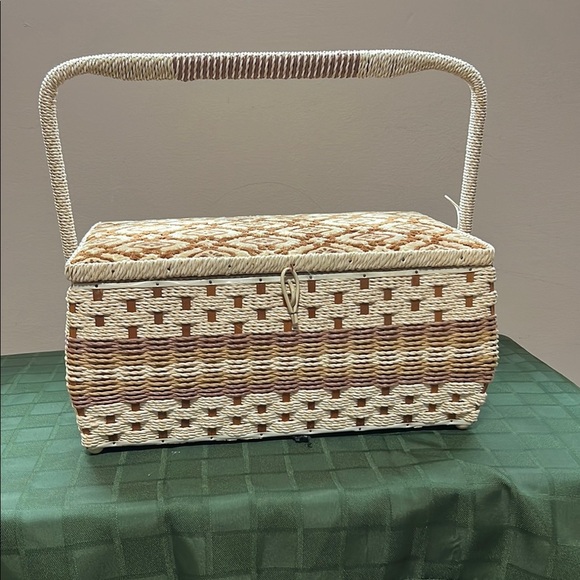 Vintage Eatons Woven Wicker Sewing Basket with Lid - Picture 1 of 13